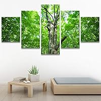5 Panel Canvas Wall Art Sun Shine Through The Tree Pictures Modern Artwork for Home Decorations Ready to Hang - 60