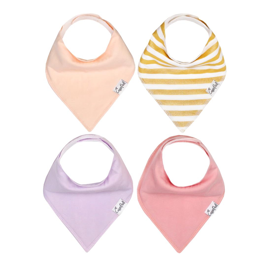 Photo 1 of Copper Pearl 4 Pack Soft Cotton Baby Bibs for Drooling and Teething, Absorbent Drool Bibs for Baby Girl and Boy, Adjustable to Fit Newborns to Toddlers, Tons of Styles (Sweetheart)