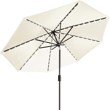 Amazon Com Eliteshade Sunbrella Solar Umbrellas 9ft Market Umbrella With 80 Led Lights Patio Umbrellas Outdoor Table Umbrella With Ventilation And 5 Years Non Fading Top Natural Garden Outdoor