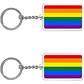FHZJKJX 2 Pack Rainbow Gay Pride Flag Keychain LGBT Key Ring-(Rainbow)