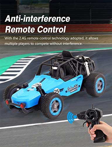Lucoo Toy RC Car, Remote Control Car, Terrain RC Cars,JJR/C Q73 1：20 2.4GHZ 2WD Radio Remote Control Off Road RC RTR Racing Car Truck for All Adults and Kids (Blue) - Thumbnail 3