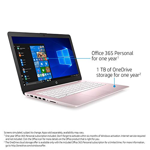 HP Stream Laptop, 14" HD Screen, Intel Celeron N4000 Processor, 4 GB DDR4 RAM, 64 GB eMMC Storage, 1-Year Office 365, Windows 10 Home S Mode, UP to 11 hr Battery Life, BesTry Accessory Bundle (Pink) - Image 3