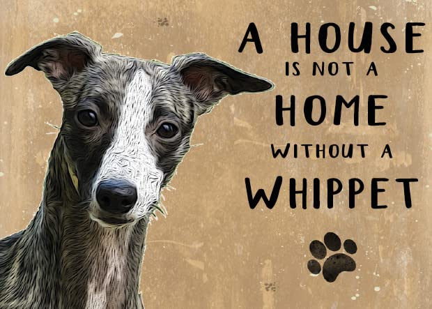 Small (150 x 200mm) Metal Sign - A House is Not a Home - Whippet, Black and White