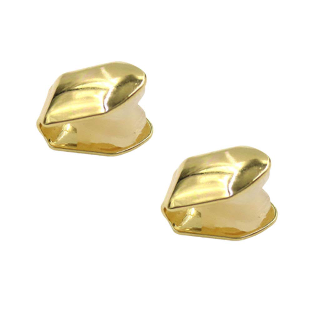EXCEART 2pcs Golden Teeth Plated Caps Single Teeth Cap Hip Hop Teeth Brace Party Shiny Teeth Fangs Caps for Adults