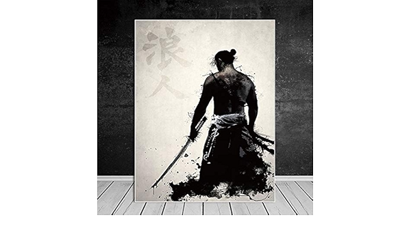 Geiqianjiumai Retro japonés Samurai Poster Canvas Art Print ...