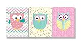 The Kids Room by Stupell Pastel Whimsical Owls 3-Pc Wall Plaque Set, 11 x 0.5 x 15, Proudly Made in USA