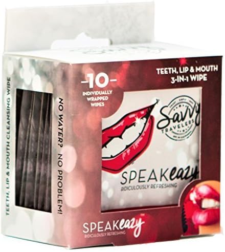 Savvy Travelers - Individually Wrapped Wipes - Deep Cleaning Teeth, Lip & Mouth - Oral Care - 3 - in 1 Wipe Travel Kit- 10 Count