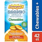 Emergen-C Immune+ Chewables System Support Dietary Supplement Tablet With 600 IU Vitamin D (Orange Blast Flavor, 42 Count)