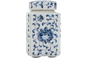 Alipis Blue and White Porcelain Tea Can Ceramic Tea Jar Sealed Container for Kitchen Storage