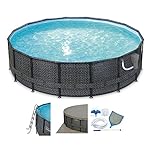 Summer Waves Elite Wicker Print 16' x 48" Above Ground Frame Pool Set w/ Pump