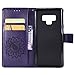 Samsung Note 9 Case,Galaxy Note 9 Wallet Case,Galaxy Note 9 Flip Case PU Leather Emboss Mandala SUN Flower Folio Magnetic Kickstand Cover with Card Slots for Samsung Galaxy Note 9 Purple