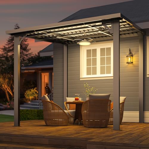 AECOJOY 8x8 Hardtop Gazebo, Heavy Duty Galvanized Steel Wall-Mounted Pergola for Patio and Decks image 9