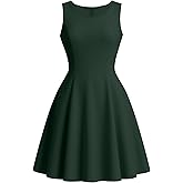 Nmoder Women's Sleeveless A-Line Fit and Flare Little Short Dress Summer Crewneck High Waist Mini Party Dresses