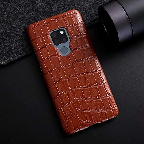 JINXIUS for Phone Cases Cover, Huawei Mate 20X case, Luxury Crocodile Pattern Protective Shockproof Case Genuine Leather Cover for Huawei Mate 20 X (Color : Brown)