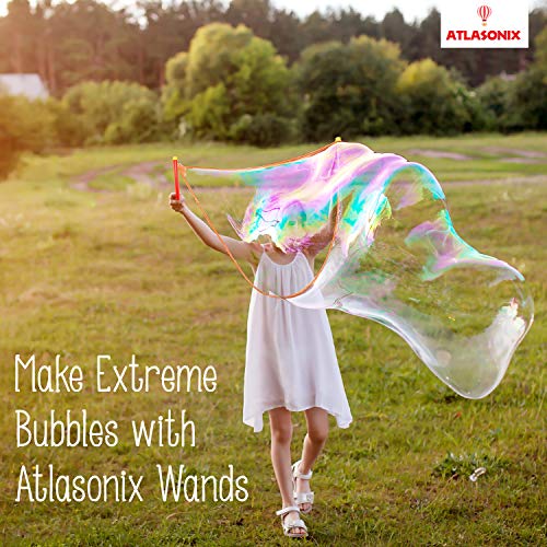 image for Atlasonix Big Bubble Wands for Giant Bubbles, 4-Pack | Super Bubble Ma