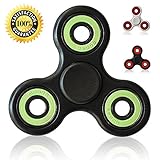 D-Stress Tri Spinner Hand Fidget Toy With si3n4 Hybrid Ceramic Bearing for 1-3 Minute Spins, Office, School, Desk, (Black/Green)
