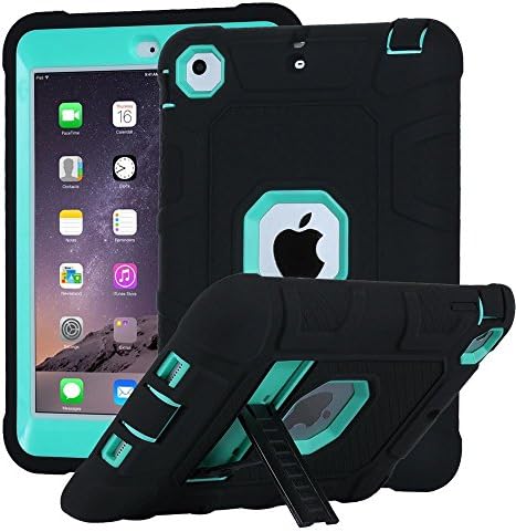 iTrendz iPad Mini Case, Shockproof, Drop Protection, Three-Layer Full-Body Rugged Hybrid Protective Kids Adult Case With Kickstand For iPad Mini and iPad Mini 2 with Retina - Turquoise Blue