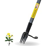 Rocklin Stand Up Weed Puller Tool - 4 Claw Steel Head - 48 inch Handle - 100% Metal - Easily Remove Weeds Without Bending or 