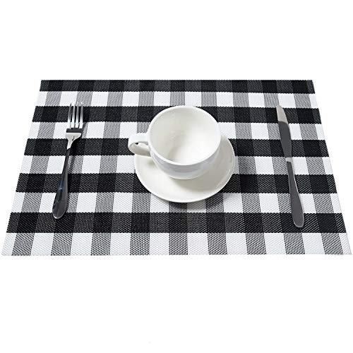 DOLOPL Placemats Buffalo Check Black and White Placemats Farmhouse