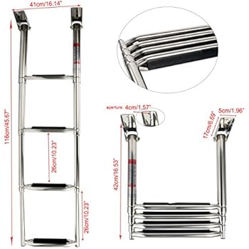 Amarine Made 4 Step Wide Steps Stainless Steel Telescoping Boat Ladder Swim Step More Durable Pedal