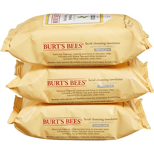 Burt's Bees Sensitive Facial Cleansing Towelettes with White Tea Extract - 30 Count (Pack of 3)