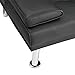 Naomi Home Low Profile Design: Convertible Folding Futon Sofa Bed Sleeper Couch for Living Room Faux Leather Upholstered Futon Sofa with Armrests, Metal Legs, 2 Cup Holders, Black