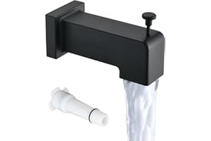 YASINU Slip On Diverter Tub Spout, Sleek Square Design for Bathroom, Fits 1/2" Copper Pipe (5/8" OD), Child-Safe Rounded Edges, Easy Installation, Matte Black