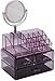 Sorbus Acrylic Cosmetic Makeup Organizer with Makeup Mirror - Jewelry Storage Case and Removable Double Sided 3X/1X Magnification Mirror - Spacious Design - for Bathroom, Dresser, Vanity (Purple)