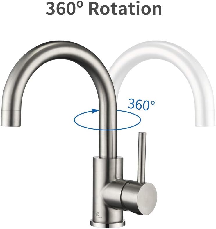 Bar Sink Faucet, HOMELODY Bathroom Faucet 304 Stainless Steel 360° Swivel Brushed Nickel Small Kitchen Faucet Tap, Lavatory Faucet, Grifo - - 