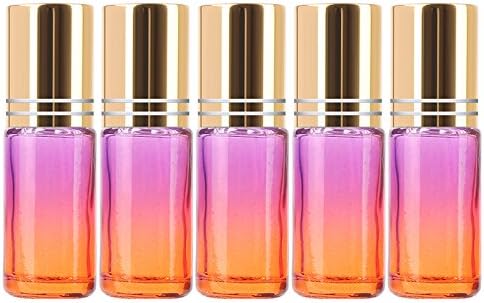 5pcs/Set 5ml Gradient Color Thick Glass Roll On Essential Oil Empty Perfume Bottle Roller Ball Portable Durable Small Bottle For Travel