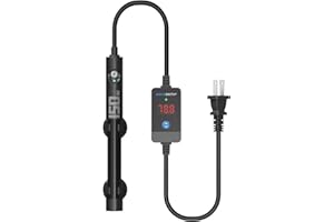 AQUASMITH Aquarium Heater,50w/100w/150w/200w/300w/500w Submersible Fish Tank Heater,External LED Controller, with Over-Temperature Protection and Automatic Power-Off When Leaving Water for.