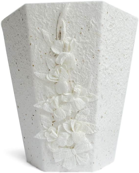 Life Arts Flaura Regular White Handmade Waste Paper Basket (30cm x 25cm x 15cm)
