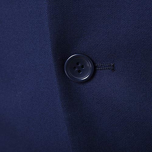 Dressin Men’s Suit Slim Fit One Button 3-Piece Suit Blazer Dress Business Wedding Party Jacket Vest & Pants Navy