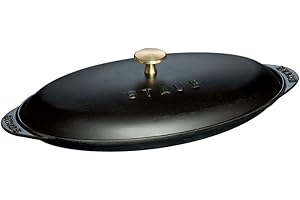 Staub Cast Iron 14.5-inch x 8-inch Covered Fish Pan - Matte Black, Made in France