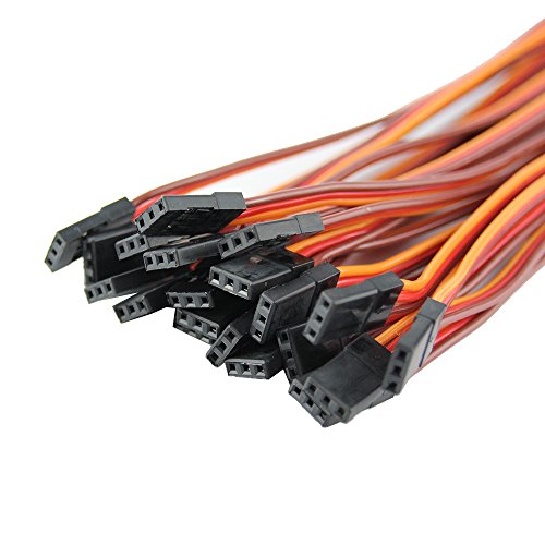 OliYin 20pcs 5.90inch 15cm 150mm Male to Male Lead Plug Servo Extension Wire Cable Line RC Model Aircraft Stranded 22awg 60 Cores Futaba JR