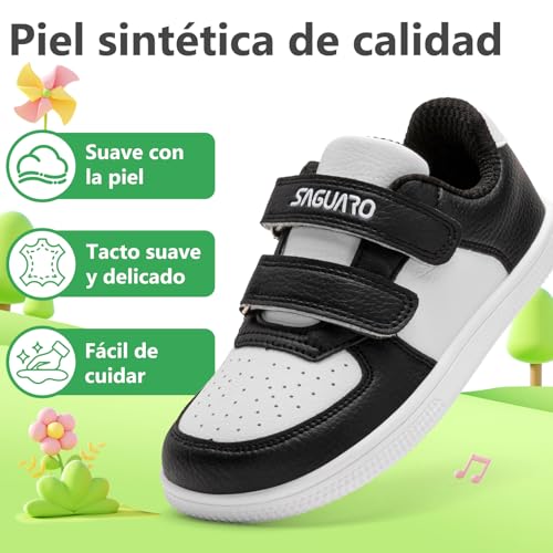 SAGUARO Zapatillas Barefoot Niños Niñas Zapatos Minimalistas Casual con Puntera Ancha Zero-Drop Cierre Autoadherente, Tallas EU 25-35