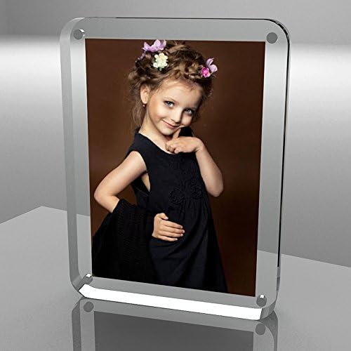 iNINJA(TM) 4 Round Edge Clear Acrylic Frames Photo Frame - Picture Frames,Free Stand in Desk/Table 10mm Thickness for Double Sided Photo Seethrough-6x8 inch