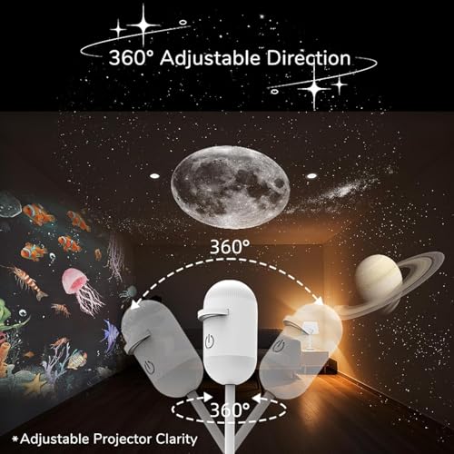 2-in-1 Galaxy Projector Night Light for Bedroom, HD Starry Sky Projector with 12 Interchangeable Films, USB Powered Star Projector Lamp for Kids Ceiling Decor (12-image Set)