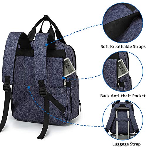 Diaper Bag Backpack Large Capacity Nappy Baby Bags with Insulated Pockets and Changing Pad Waterproof Unisex Travel Back Pack for Mom and Dad Blue
