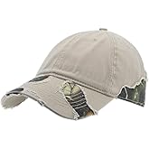 The Vintage Year Camouflage Washed Cotton Twill Distressed Visor Low Profile Adjustable Baseball Cap