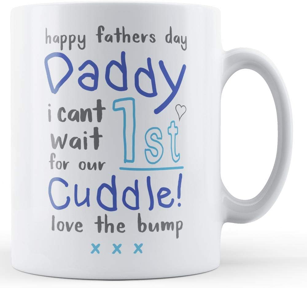 Finger printsI Can't Wait for Our 1st Cuddle Love The Bump (Blue) - Printed Mug, Ceramic, 11fl.oz.