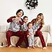 IFFEI Matching Family Pajamas Sets Christmas PJ's with Letter and Plaid Printed Long Sleeve Tee and Bottom Loungewear Women-Medium Grey
