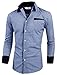 TAM WARE Mens Premium Slim Fit Checkered Plaid Cotton Longsleeve Shirt TWCS15-NAVY-M