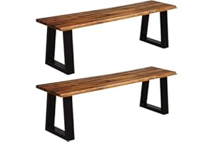 Giantex Set of 2 Wooden Dining Bench Seating Chair Rustic Indoor &Outdoor Furniture