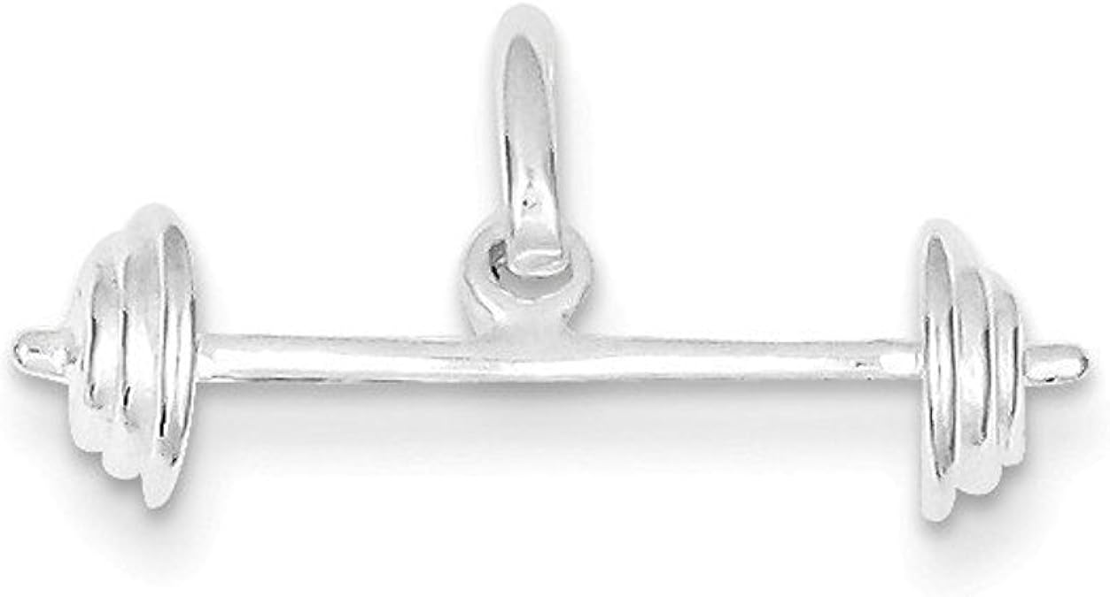 Solid Sterling Silver Barbell Charm Pendant Jewelry