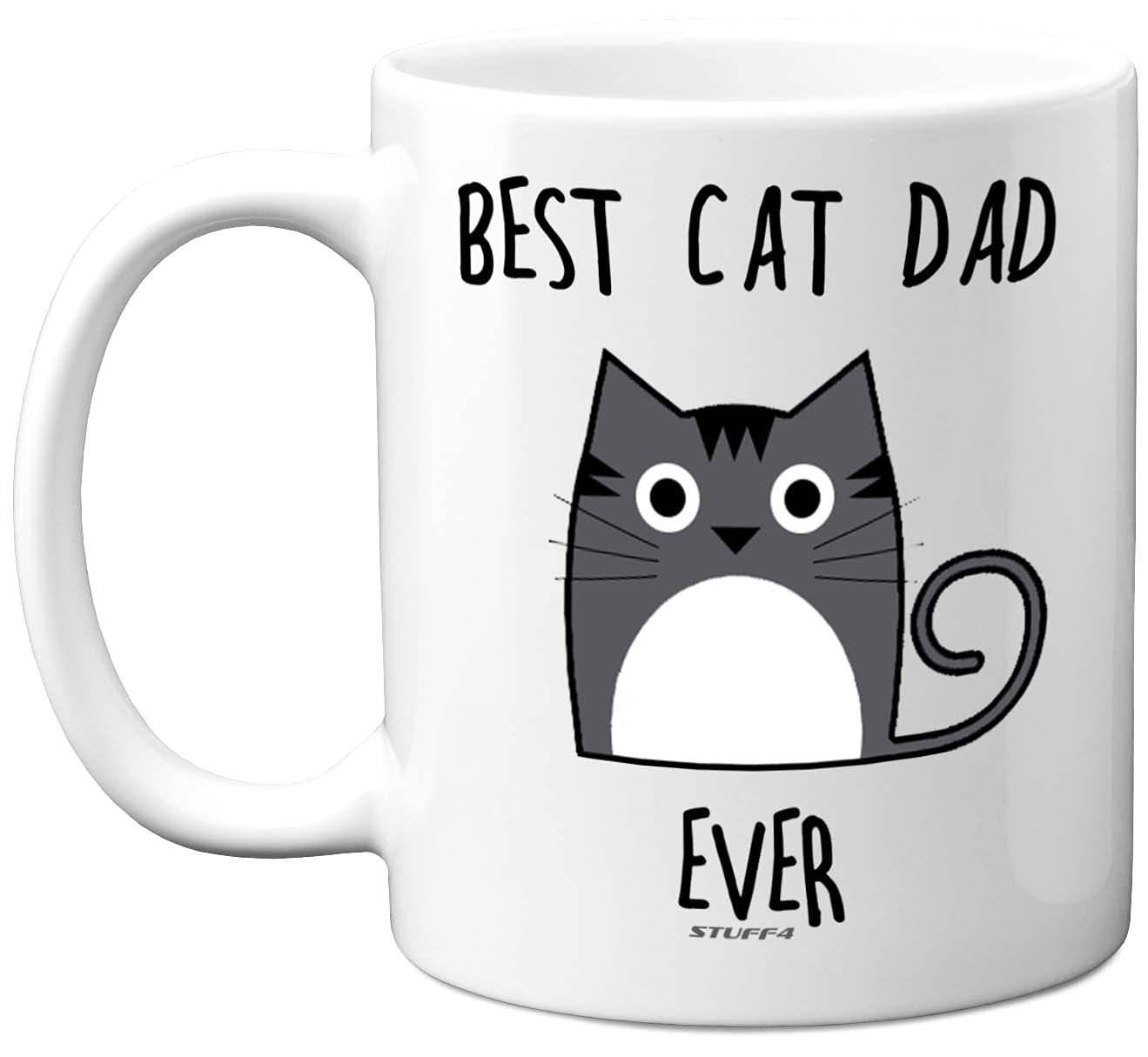 Stuff4 Best Cat Dad Ever Mug, 11oz Ceramic Dishwasher Safe Premium Mugs, Gifts for Cars Lovers, Cat Dad Gifts, Cute for Men, Funny Coffee White