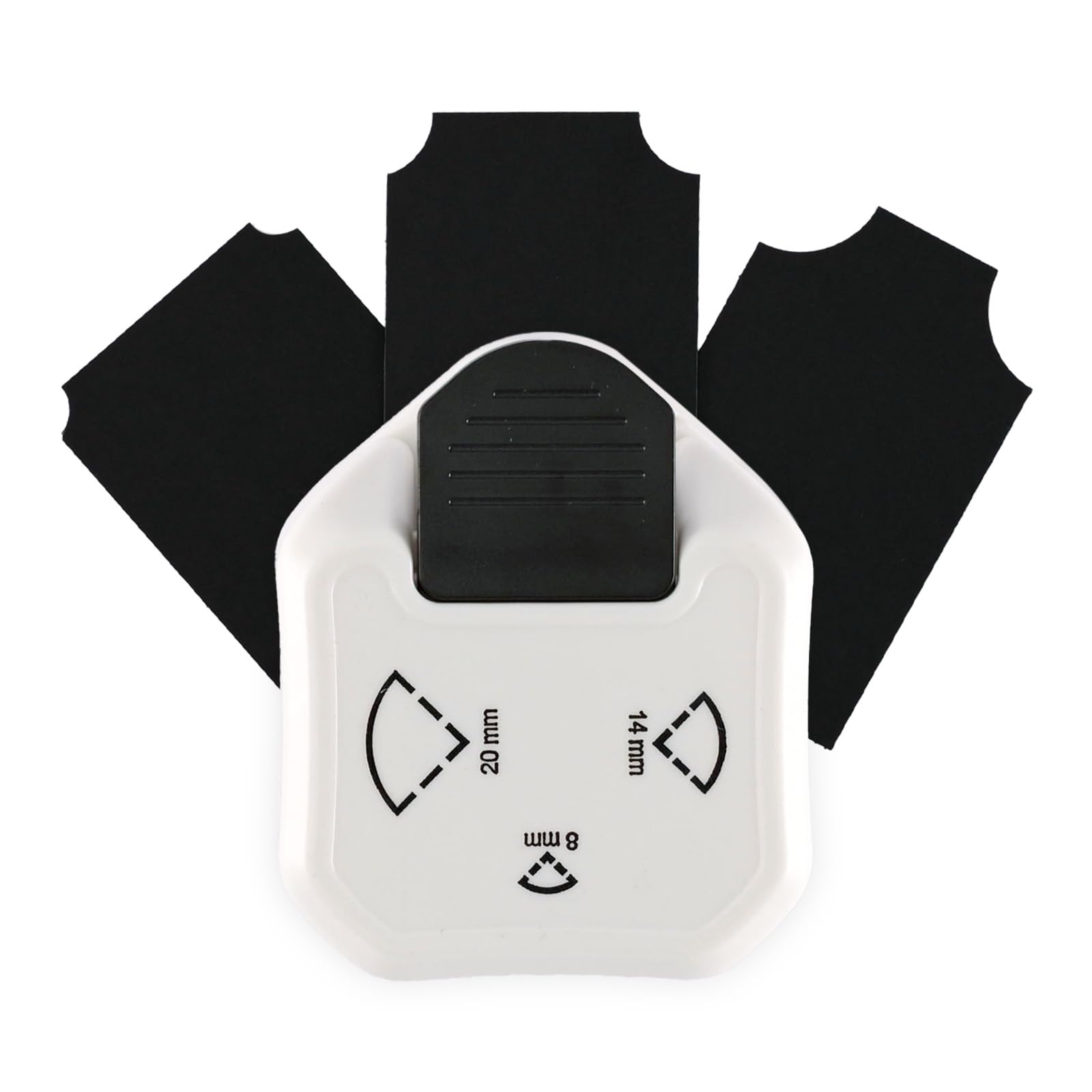 Paperfuel 3 in 1 Corner Punch 3 Sizes Label Making Tags Square Top Edge Motif Punch Paper Card Making Gift Wrapping, black/white
