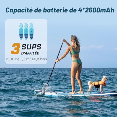 Peakspeak 20PSI Electric Paddle Pump - Rechargeable, Intelligent Inflation/Deflation - Automatic Shut-Off for SUP Boards, Kayak, Wings, Kite, Tent, Mattresses