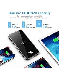 Hokonui - Cargador portátil inalámbrico de 10000 mAh, 10 W, batería externa de alta velocidad Qi inalámbrica con 18 W de entrega de energía, puertos tipo C, QC 3.0 y batería externa con pantalla LED para iPhone, iPad, Samsung y más