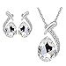 Neartime Women Necklace, Crystal Pendant Silver Plated Chain Necklace Stud Earring Jewelry Set (White)